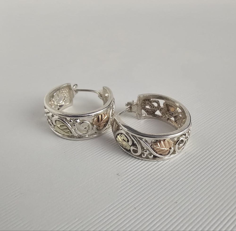 C.CO Signed Sterling Silver/12k Gold Black Hills Earrings